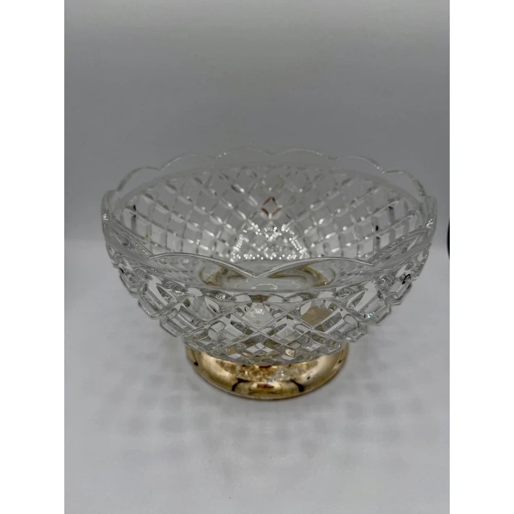 vintage lead crystal decorative bowl with Base 9 Inch